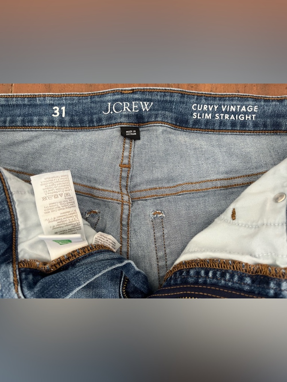 Women’s J.Crew Curvy Vintage Slim Straight Medium Wash Denim Jeans – Size 31 - Picture 2 of 15